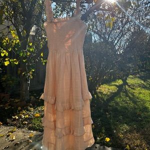 Tiered cinch midi dress